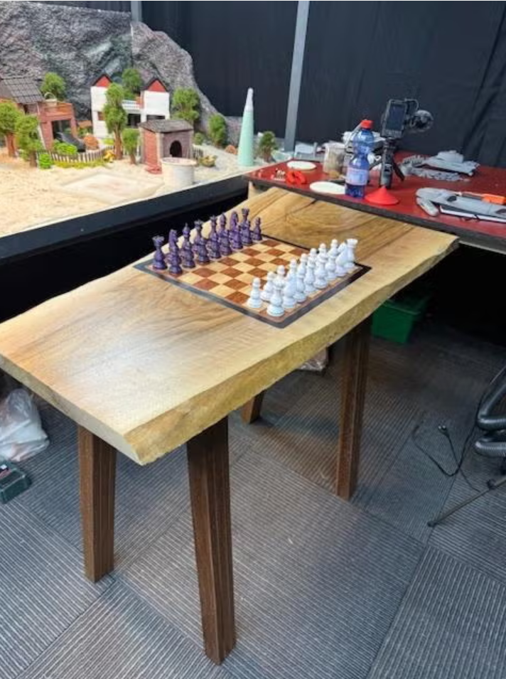 Handcrafted Solid Walnut Chess Table – One of a Kind