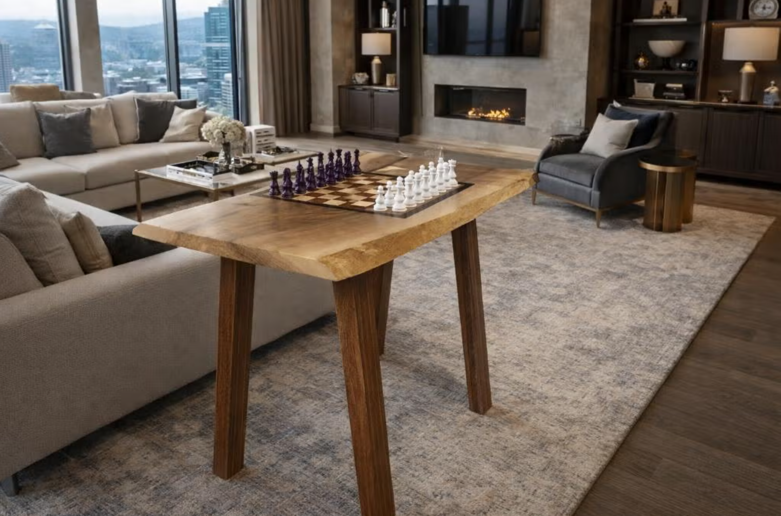 Handcrafted Solid Walnut Chess Table – One of a Kind