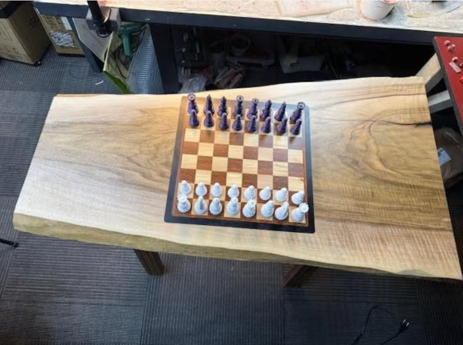 Handcrafted Solid Walnut Chess Table – One of a Kind