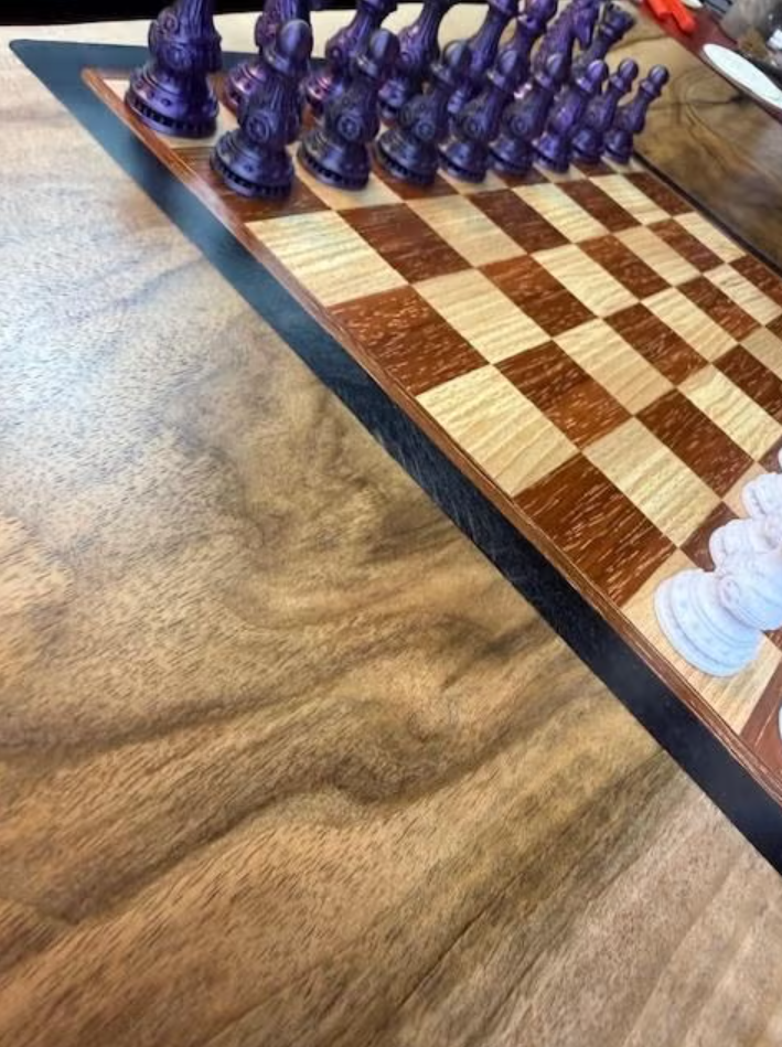 Handcrafted Solid Walnut Chess Table – One of a Kind