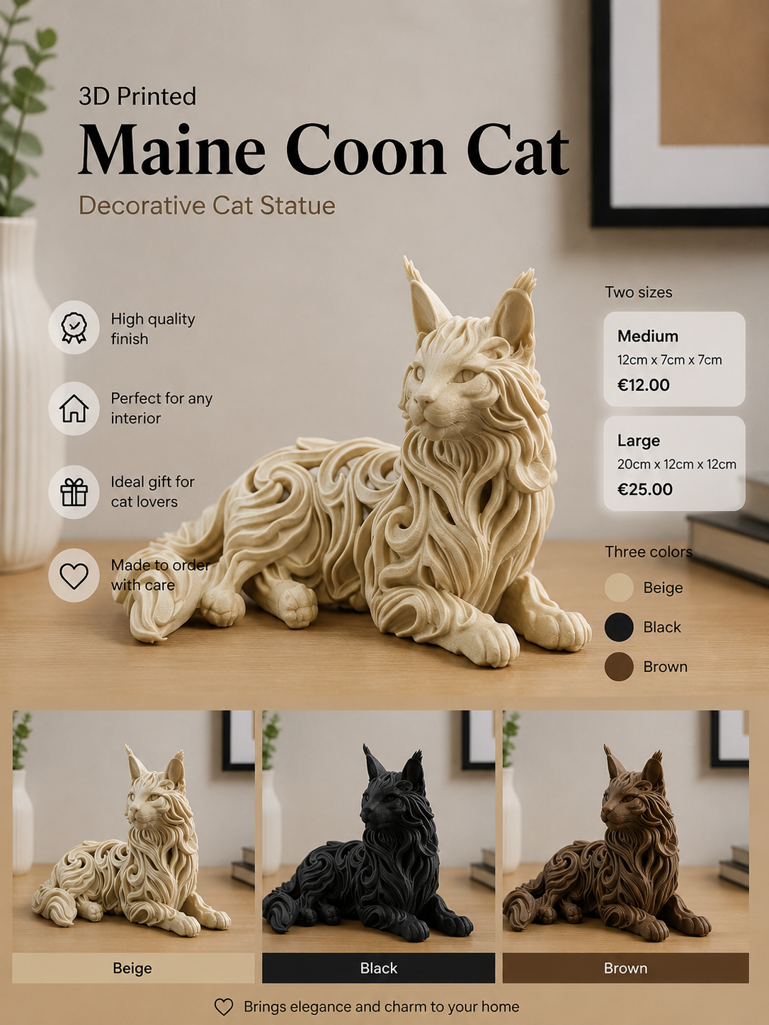 Maine Coon Cat Statue