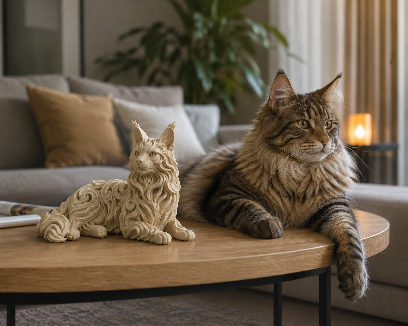 Maine Coon Cat Statue